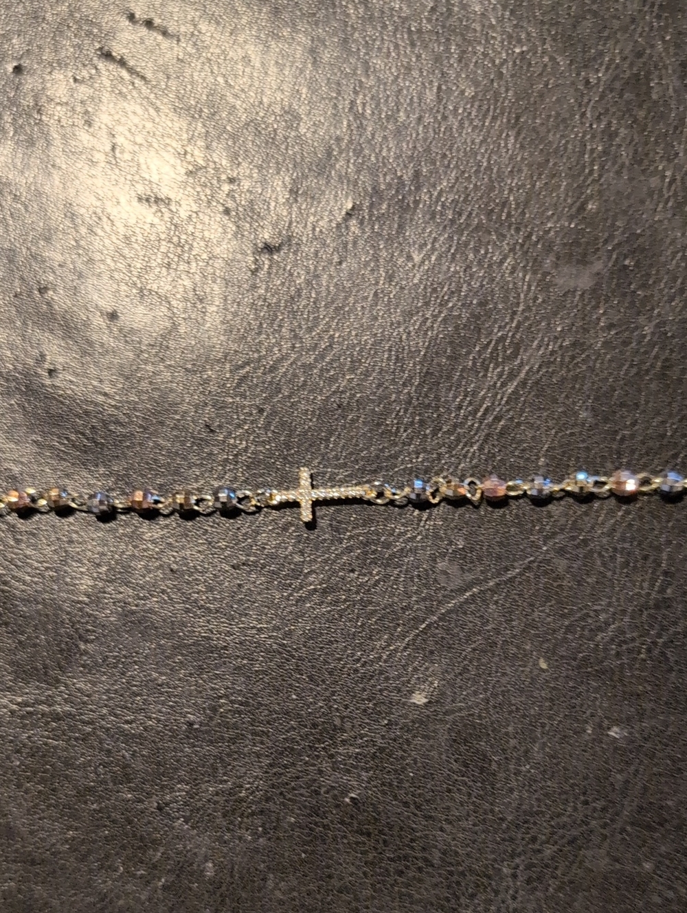 Delicate Tri Color Gold Plated Cross Beaded Bracelet